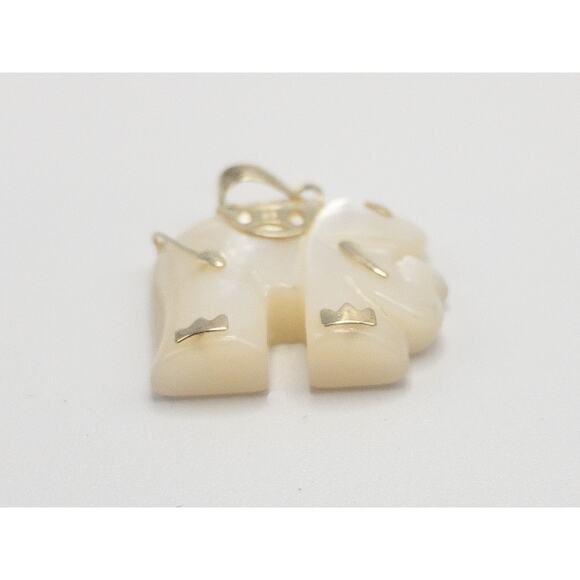 10K Yellow Gold Mother of Pearl Elephant Pendant - Picture 3 of 12